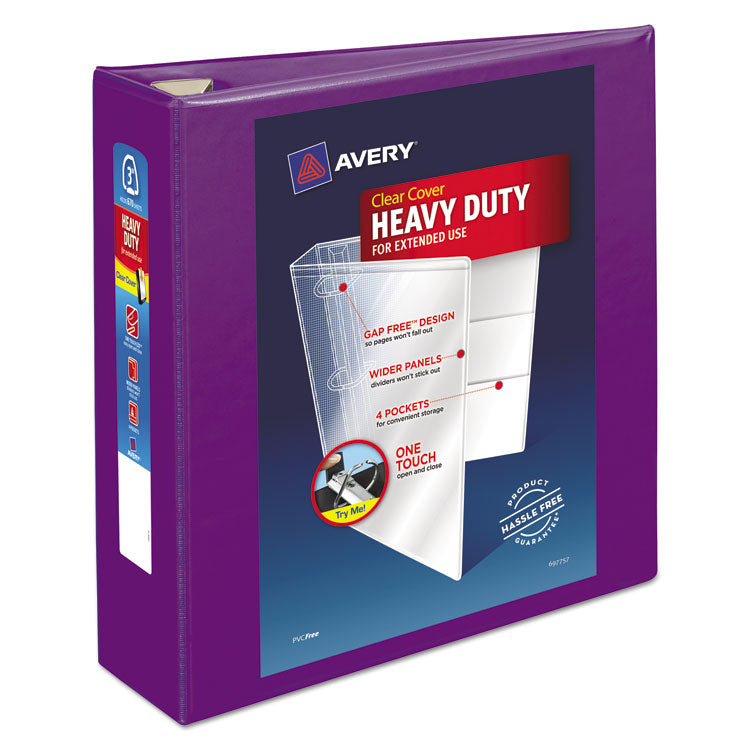 Heavy-Duty View Binder With Durahinge And Locking One Touch Ezd Rings, 3 Rings, 3" Capacity, 11 X 8.5, Purple 1