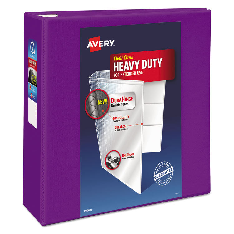 Heavy-Duty View Binder With Durahinge And Locking One Touch Ezd Rings, 3 Rings, 4" Capacity, 11 X 8.5, Purple 1