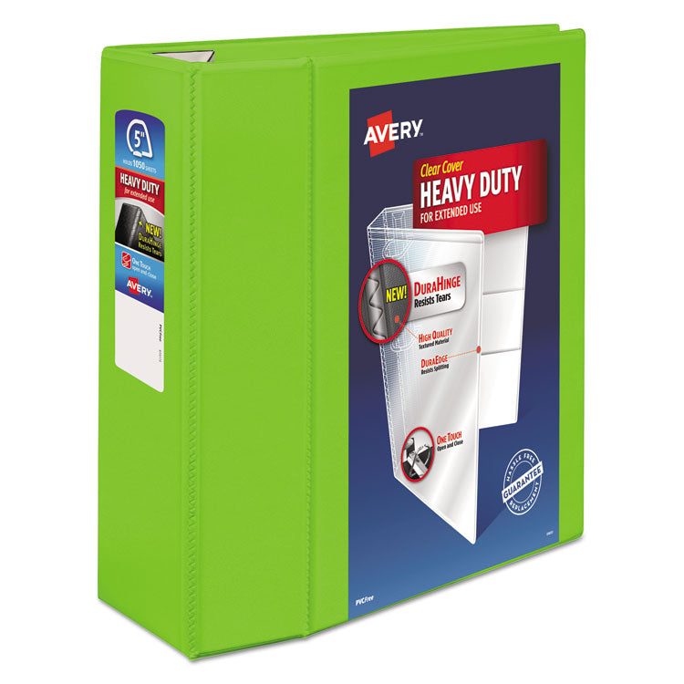 Heavy-Duty View Binder With Durahinge And Locking One Touch Ezd Rings, 3 Rings, 5" Capacity, 11 X 8.5, Chartreuse 1