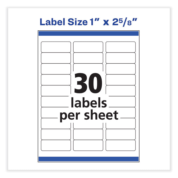 Vibrant Inkjet Color-Print Labels w/ Sure Feed, 1 x 2.63, Matte White, 600/PK 4