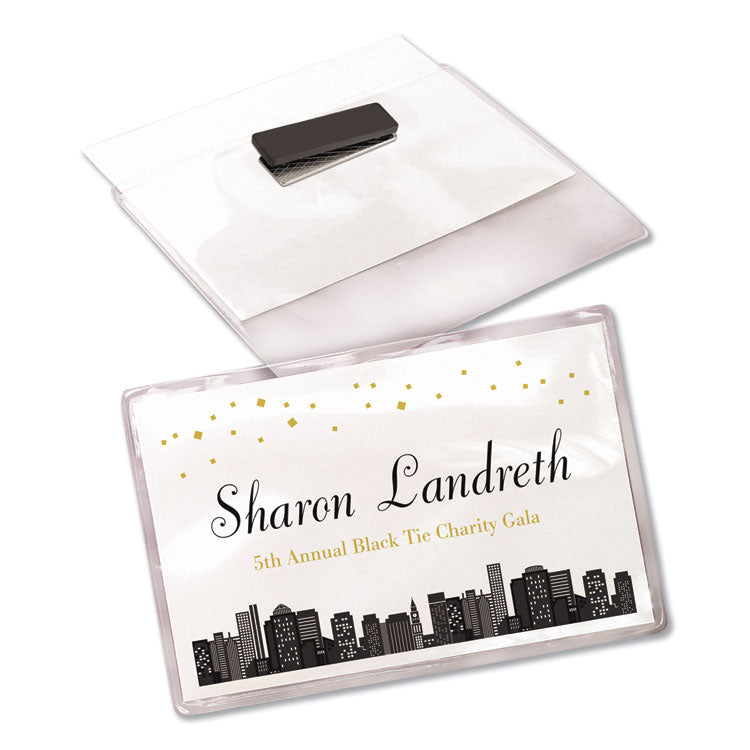 Magnetic Style Name Badge Kit, Horizontal, 4 X 3, White, 24/pack 2