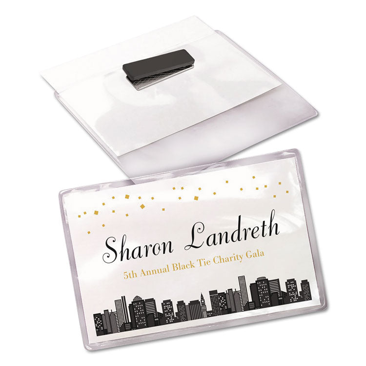 Magnetic Style Name Badge Kit, Horizontal, 4" X 3", White, 48/pack 2