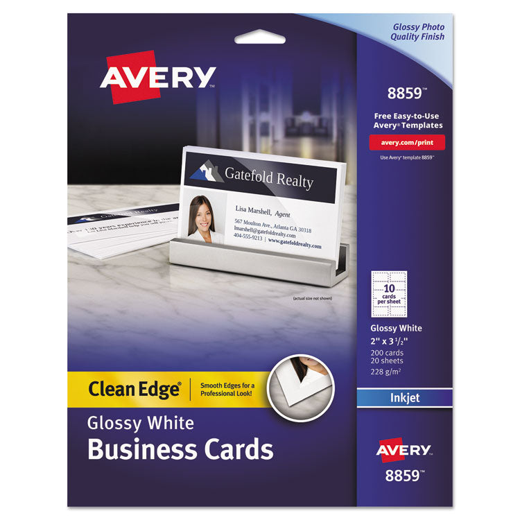 True Print Clean Edge Business Cards, Inkjet, 2 X 3.5, Glossy White, 200 Cards, 10 Cards Sheet, 20 Sheets/pack 1