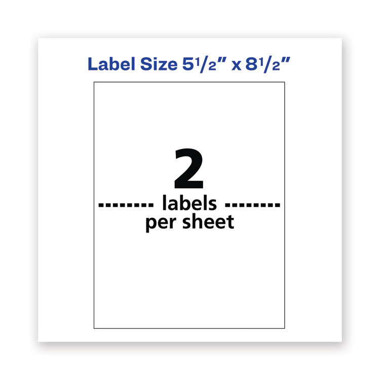 Waterproof Shipping Labels With Trueblock Technology, Laser Printers, 5.5 X 8.5, White, 2/sheet, 500 Sheets/box 3