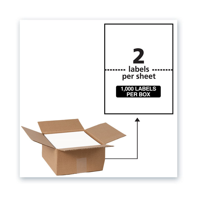 Waterproof Shipping Labels With Trueblock Technology, Laser Printers, 5.5 X 8.5, White, 2/sheet, 500 Sheets/box 1