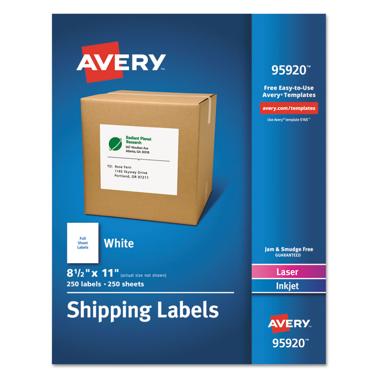 White Shipping Labels-Bulk Packs, Inkjet/laser Printers, 8.5 X 11, White, 250/box 1