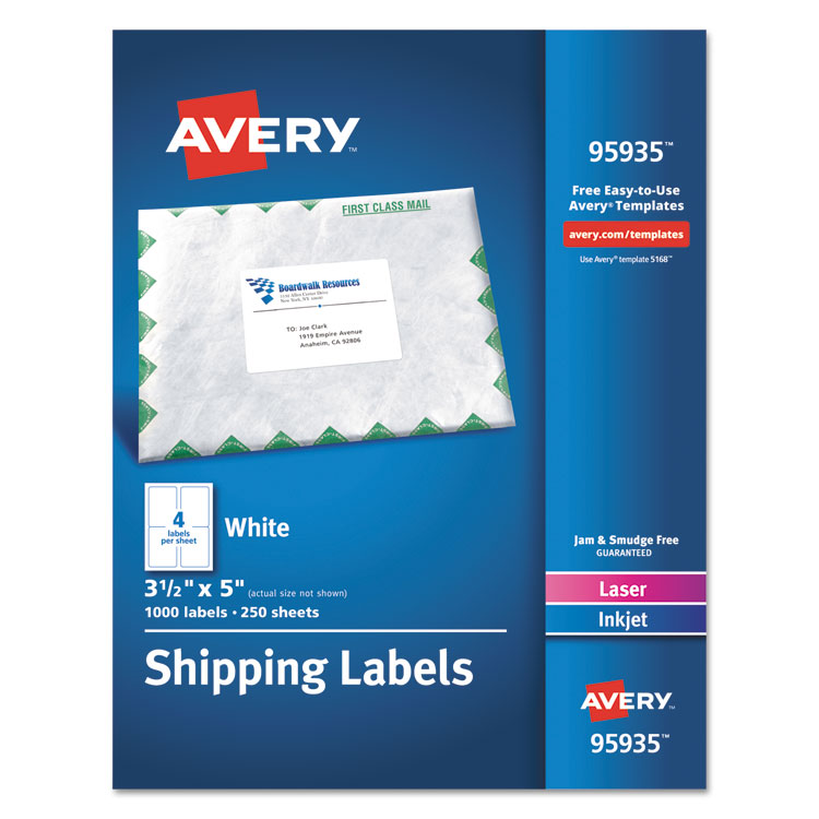 White Shipping Labels-Bulk Packs, Inkjet/laser Printers, 3.5 X 5, White, 4/sheet, 250 Sheets/box 1