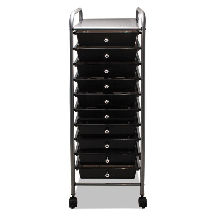 Portable Drawer Organizer, Metal, 1 Shelf, 10 Drawers, 13" x 15.38" x 37.75", Matte Gray/Smoke 2