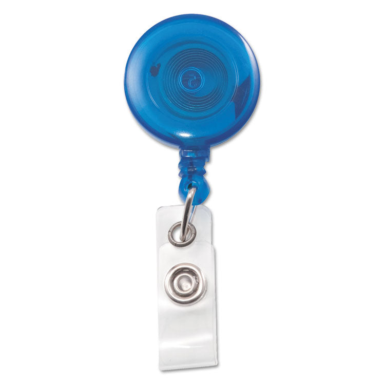 Translucent Retractable ID Card Reel, 30" Extension, Blue, 12/Pack 1