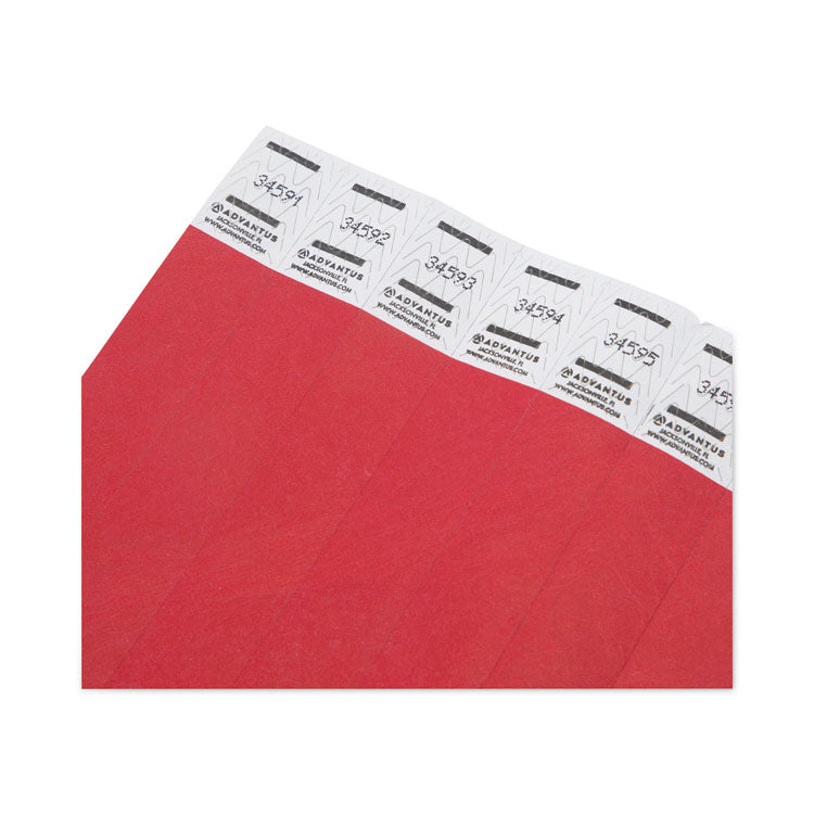 Crowd Management Wristbands, Sequentially Numbered, 9.75" x 0.75", Red, 500/Pack 3