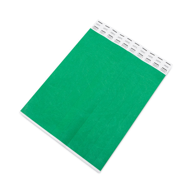 Crowd Management Wristbands, Sequentially Numbered, 9.75" x 0.75", Green, 500/Pack 2