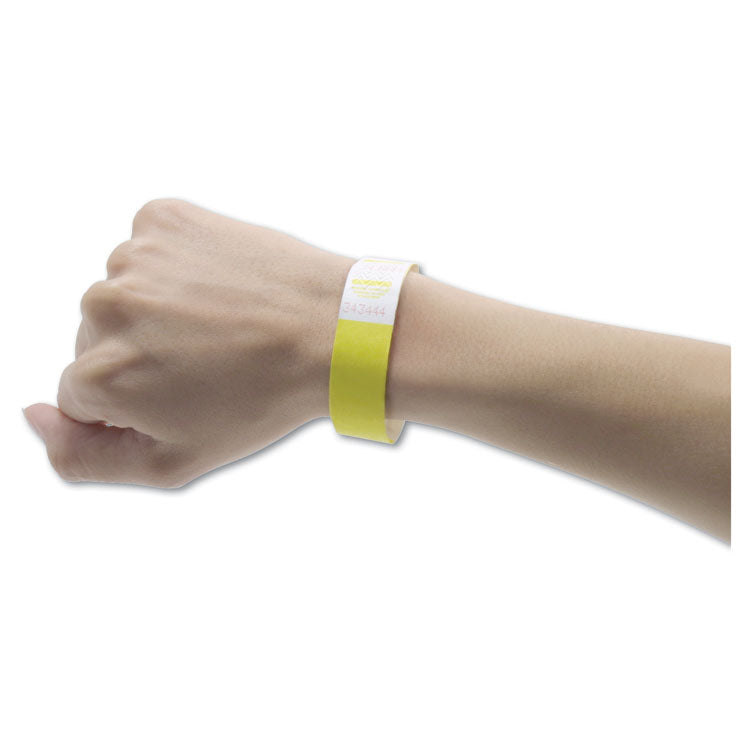 Crowd Management Wristbands, Sequentially Numbered, 9.75" x 0.75", Yellow, 500/Pack 2