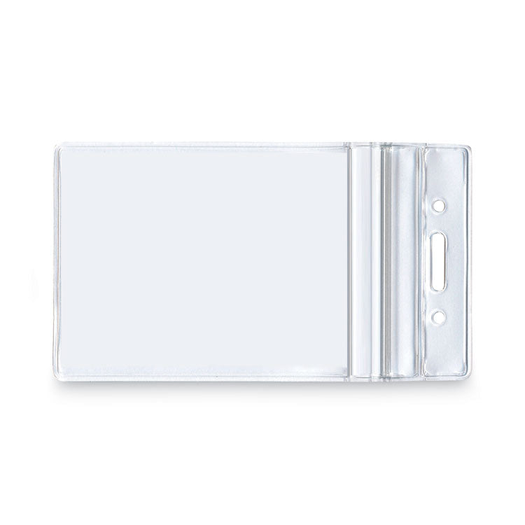 Resealable ID Badge Holders, Vertical Orientation, Transparent Frost 2.68" x 5" Holder, 2.38" x 3.75" Insert, 50/Pack 2