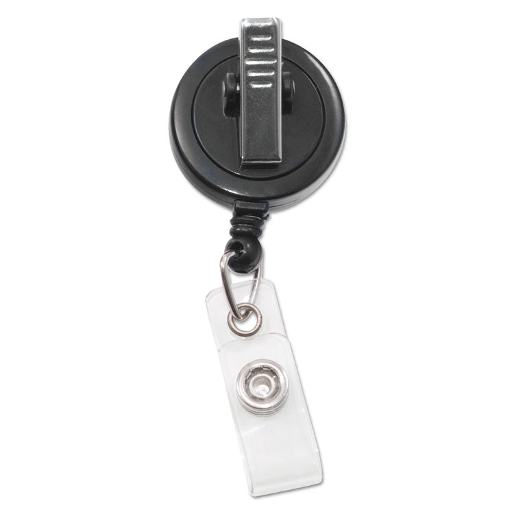 Swivel-Back Retractable Id Card Reel, 30" Extension, Black, 12/pack 2