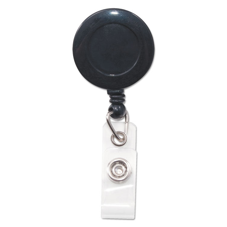 Swivel-Back Retractable Id Card Reel, 30" Extension, Black, 12/pack 1