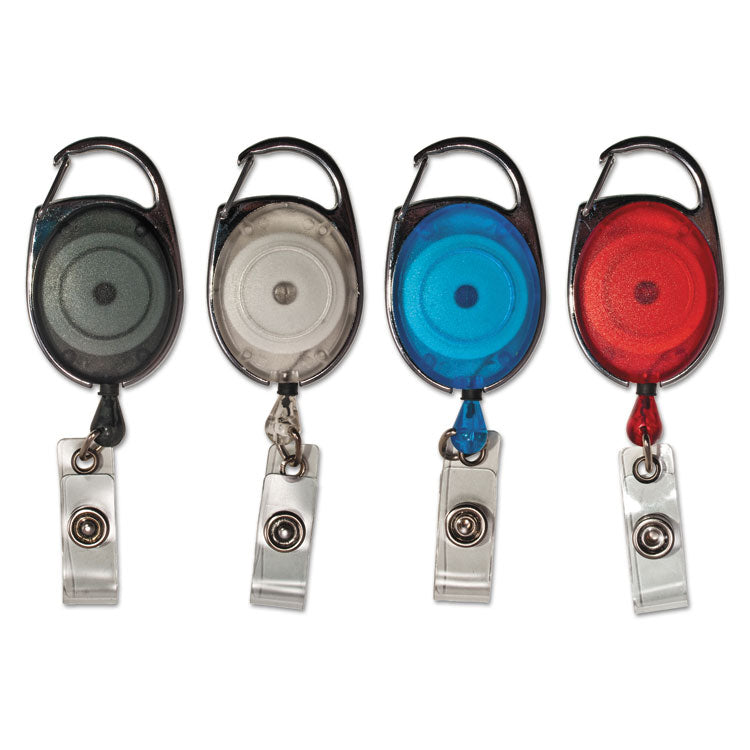 Carabiner-Style Retractable ID Card Reel, 30" Extension, Assorted Colors, 20/Pack 1