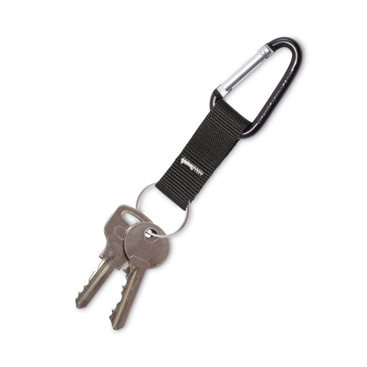 Carabiner Key Chains, Split Key Rings, Aluminum, Black, 10/pack 2