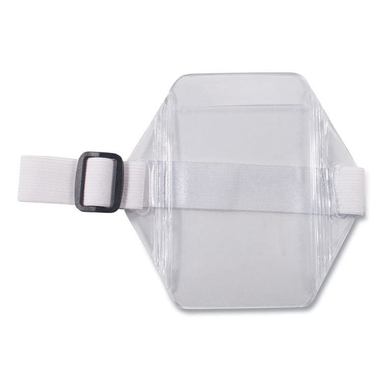 Arm Band Badge Holders, Vertical, Transparent Frost 5" x 5" Holder, 2.75" x 4" Insert, 12/Pack 2