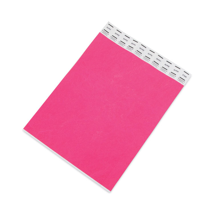 Crowd Management Wristbands, Sequentially Numbered, 9.75" x 0.75", Neon Pink, 500/Pack 2