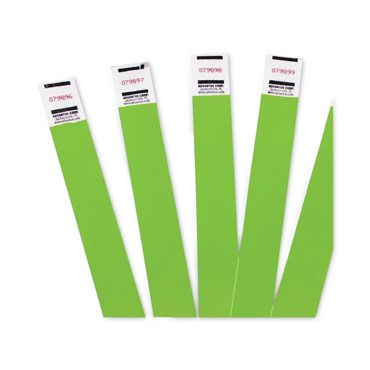 Crowd Management Wristbands, Sequentially Numbered, 9.75" x 0.75", Neon Green, 500/Pack 2