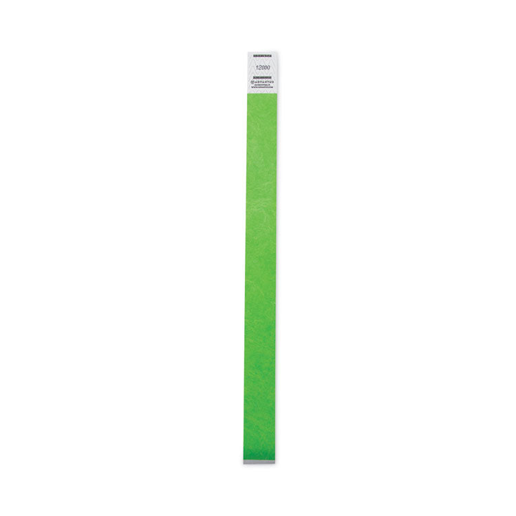 Crowd Management Wristbands, Sequentially Numbered, 9.75" x 0.75", Neon Green, 500/Pack 5