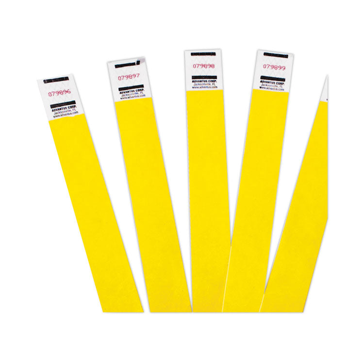 Crowd Management Wristbands, Sequentially Numbered, 9.75" x 0.75", Neon Yellow,500/Pack 2