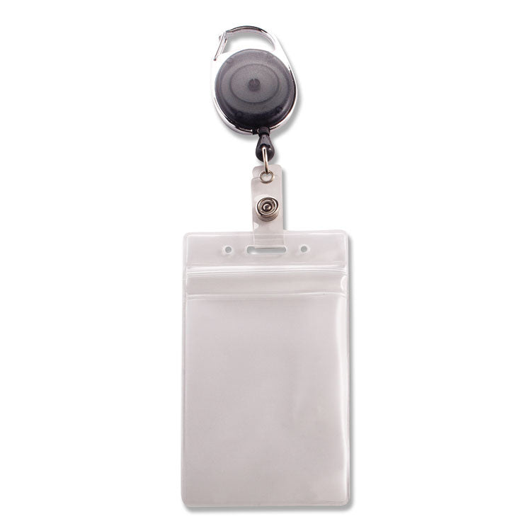 Resealable Badge Holder Combo Pack with Badge Reel, 30" Cord, Vertical, Frost 2.68" x 5" Holder, 2.38" x 3.75" Insert, 10/PK 2