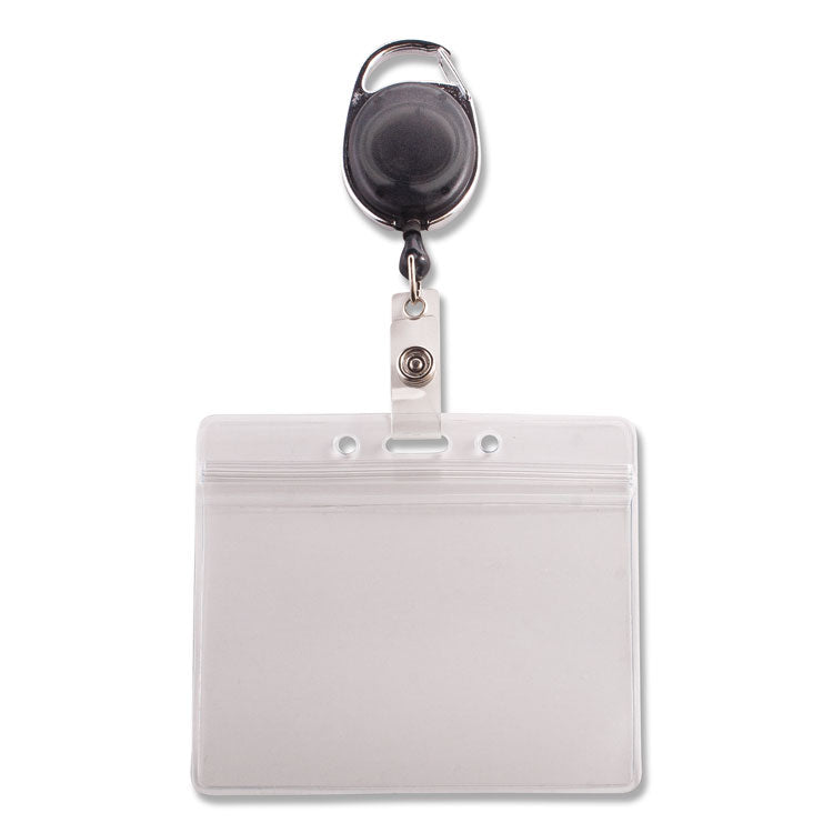 Resealable Badge Holder Combo with Badge Reel, 30" Cord, Horizontal, Frost 4.13" x 3.75" Holder, 3.75" x 2.63" Insert, 10/PK 2