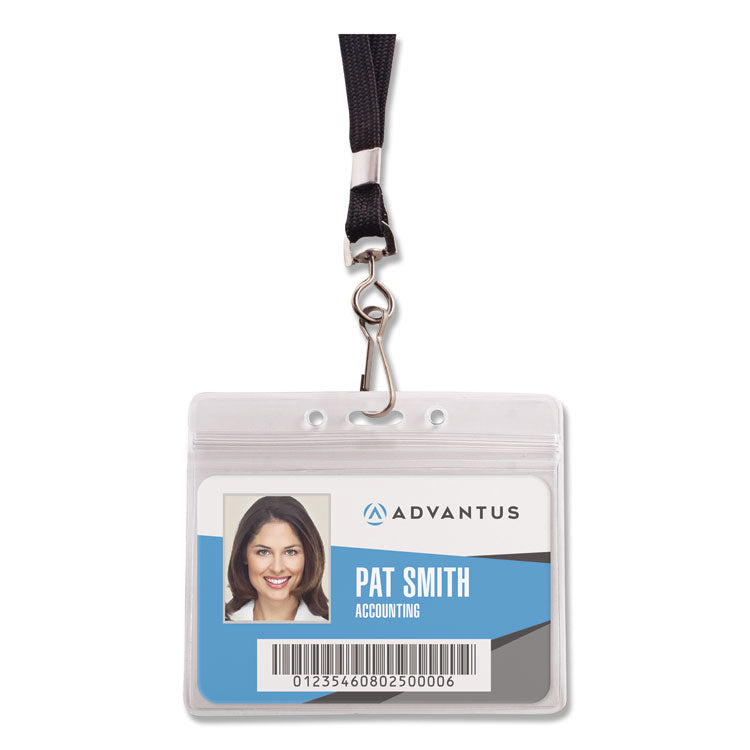 Resealable Badge Holders Combo Pack with 36" Lanyard, Horizontal, Frost 4.13" x 3.75" Holder, 3.88" x 2.63" Insert, 20/Pack 1