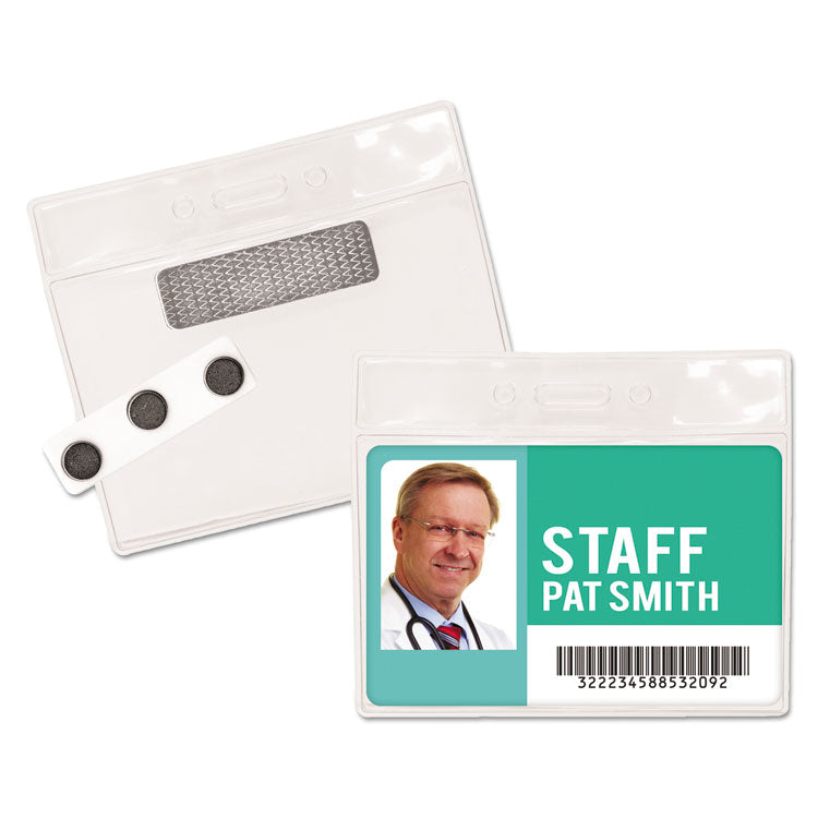 Magnetic-Style Name Badge Kits, Horizontal, Clear 4.5" x 3.25" Holder, 4.13" x 3" Insert, 20/Pack 1