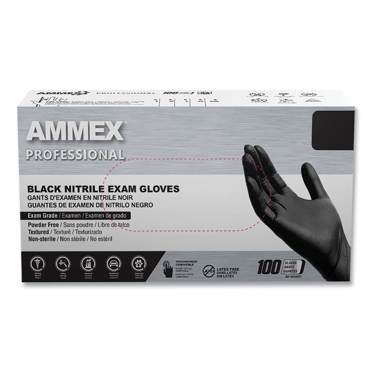 Nitrile Exam Gloves, Powder-Free, 3 mil, Small, Black, 100/Box, 10 Boxes/Carton 1