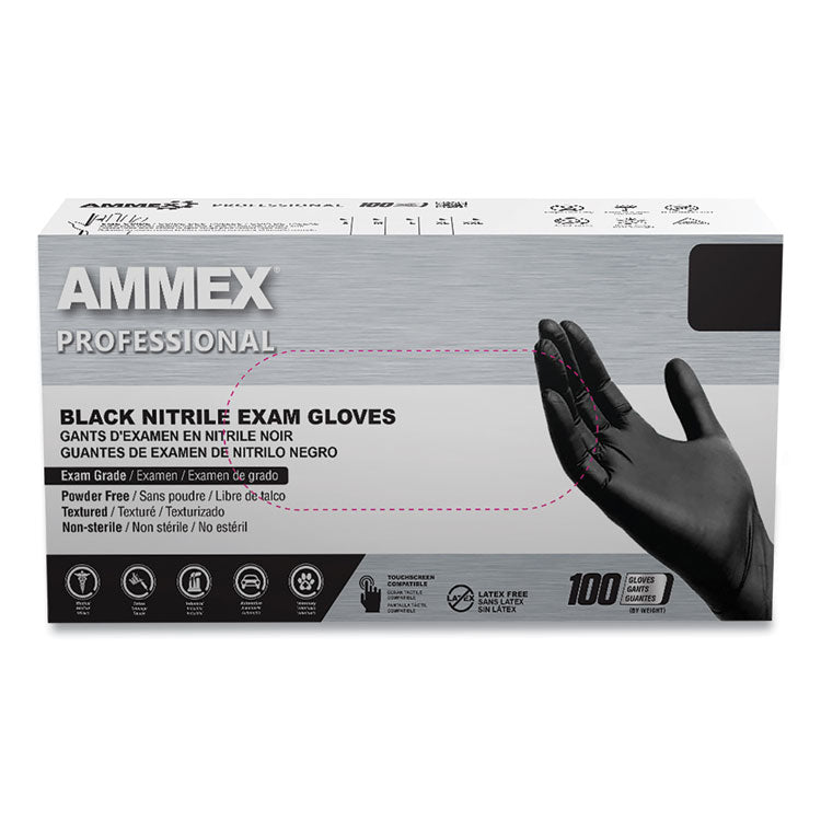 Nitrile Exam Gloves, Powder-Free, 3 mil, Medium, Black, 100/Box, 10 Boxes/Carton 1