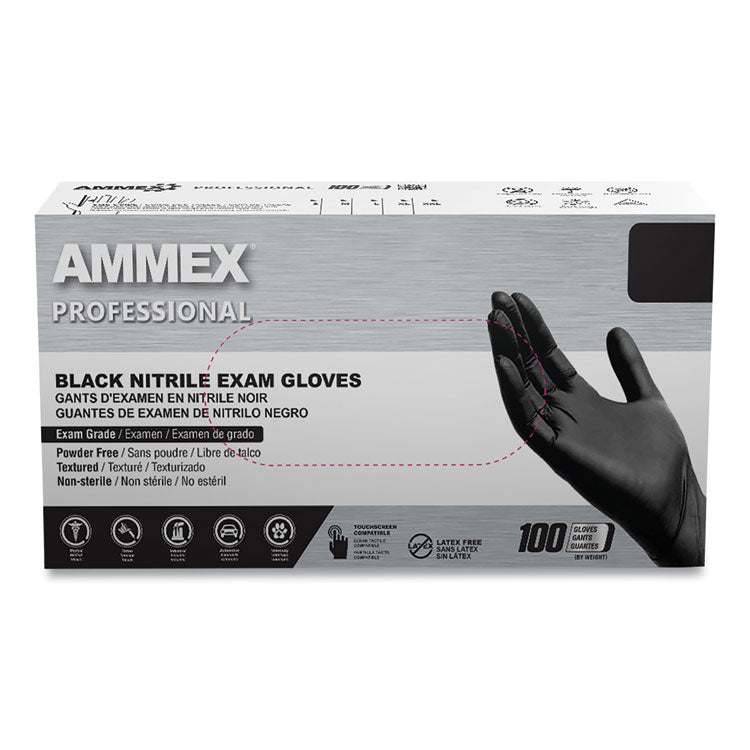 Nitrile Exam Gloves, Powder-Free, 3 mil, Large, Black, 100/Box, 10 Boxes/Carton 1