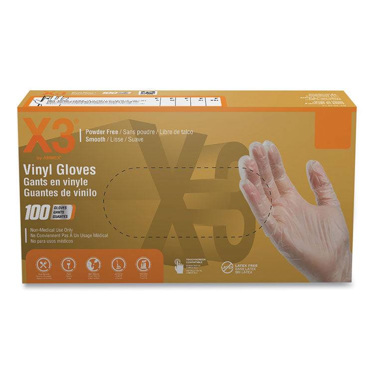 Industrial Vinyl Gloves, Powder-Free, 3 mil, Small, Clear, 100/Box, 10 Boxes/Carton 1