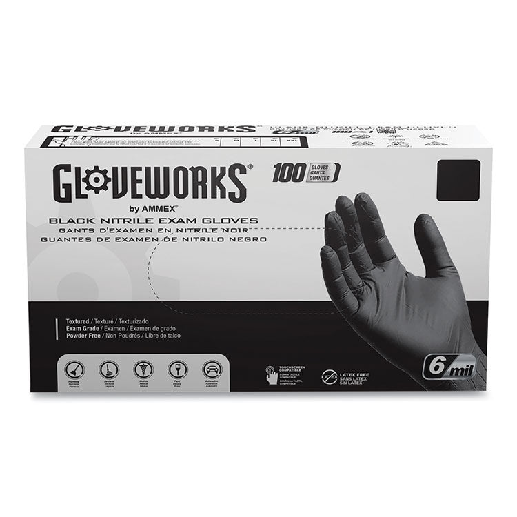 Nitrile Exam Gloves, Powder-Free, 6 mil, Small, Black, 100 Gloves/Box, 10/Carton 1