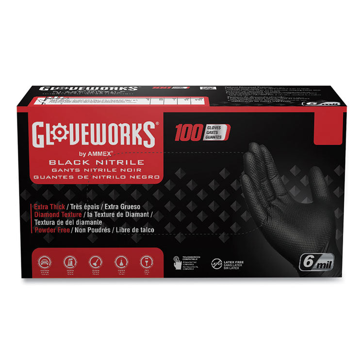 Heavy-Duty Industrial Nitrile Gloves, Powder-Free, 6 mil, Medium, Black, 100 Gloves/Box, 10 Boxes/Carton 1