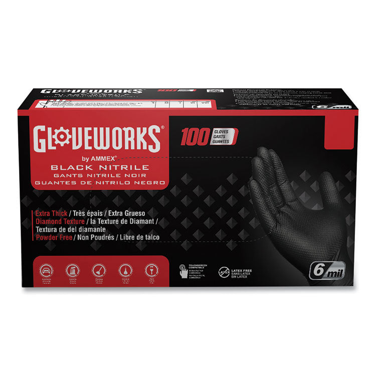 Heavy-Duty Industrial Nitrile Gloves, Powder-Free, 6 mil, Large, Black, 100 Gloves/Box, 10 Boxes/Carton 1