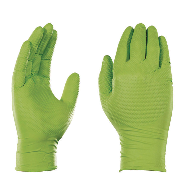 Heavy-Duty Industrial Nitrile Gloves, Powder-Free, 8 mil, Medium, Green, 100 Gloves/Box, 10 Boxes/Carton 2