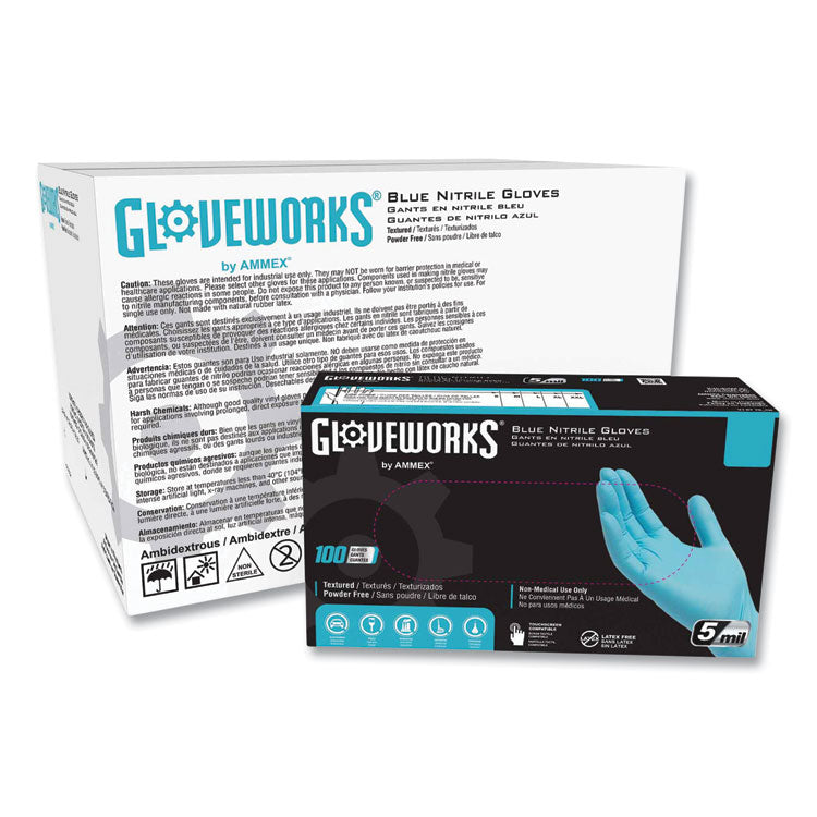 Industrial Nitrile Gloves, Powder-Free, 5 mil, Small, Blue, 100 Gloves/Box, 10 Boxes/Carton 1