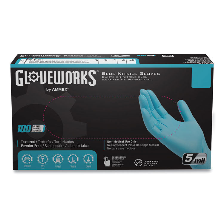 Industrial Nitrile Gloves, Powder-Free, 5 mil, Blue, Large, 100 Gloves/Box, 10 Boxes/Carton 2