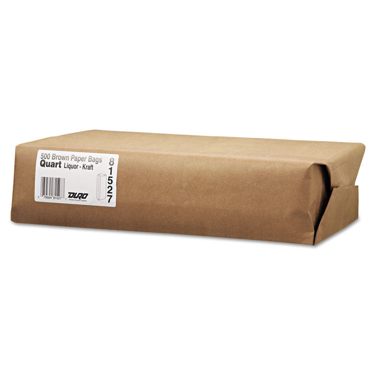 Liquor-Takeout Quart-Sized Paper Bags, 35 lb Capacity, 4.25" x 2.5" x 16", Kraft, 500 Bags 2