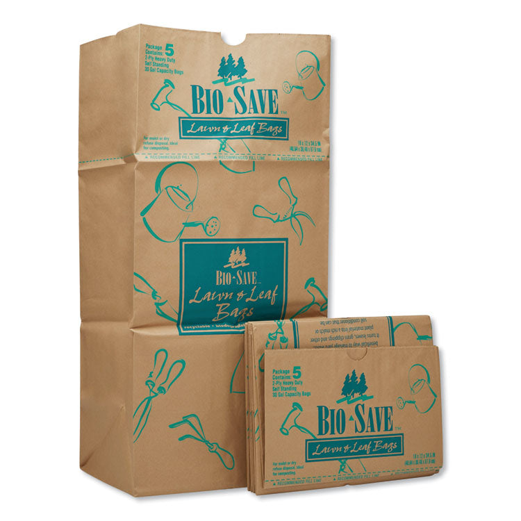 Lawn And Leaf Bags, 30 Gal, 16" X 35", Kraft, 50 Bags 1