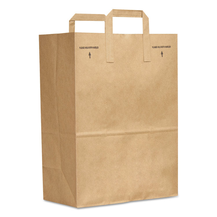 Grocery Paper Bags, Attached Handle, 30 lb Capacity, 1/6 BBL, 12 x 7 x 17, Kraft, 300 Bags 1