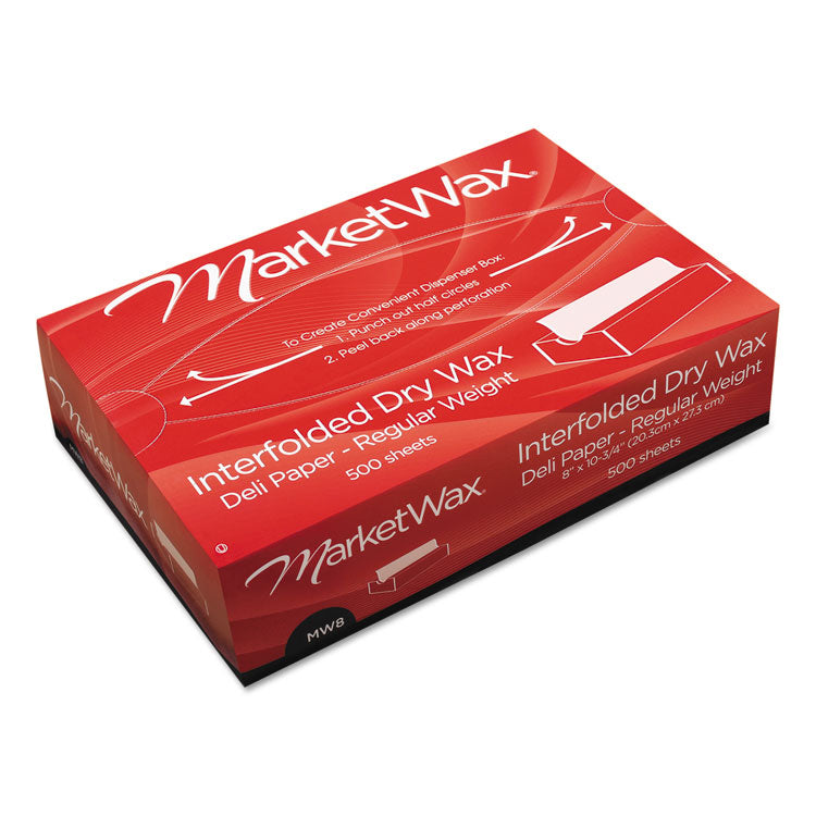 Marketwax Interfolded Dry Wax Deli Paper, 8 X 10.75, White, 500/box, 12 Boxes/carton 1