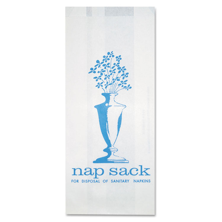 Nap Sack Sanitary Disposal Bags, 4" X 9", White, 1,000/carton 1