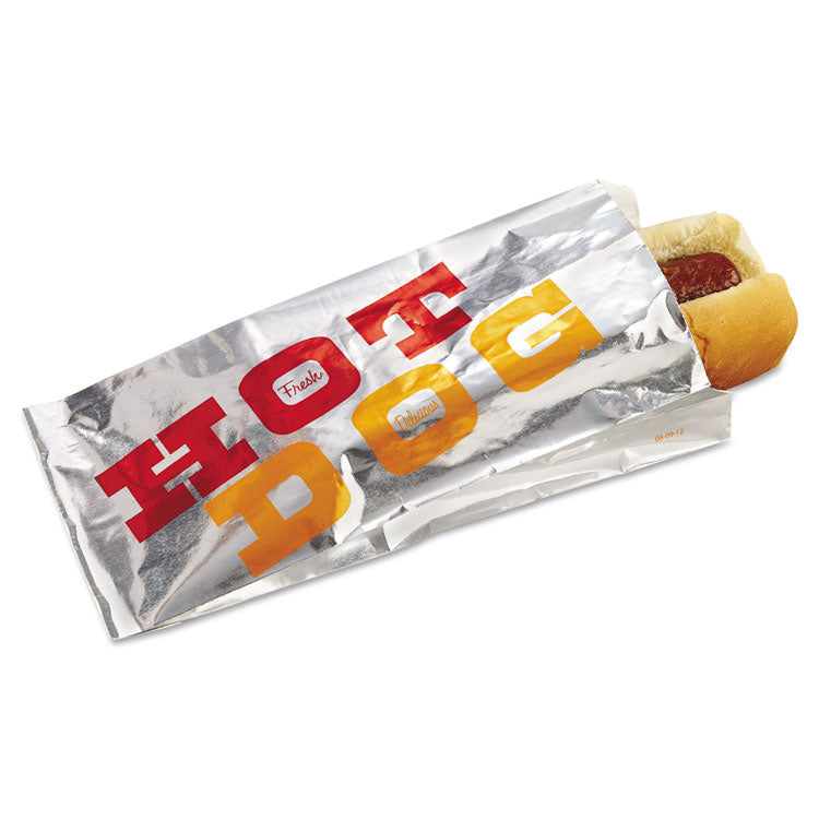 Foil Single-Serve Bags, 3.5" x 8.5", Silver/"Hot Dog" Design, 1,000/Carton 1