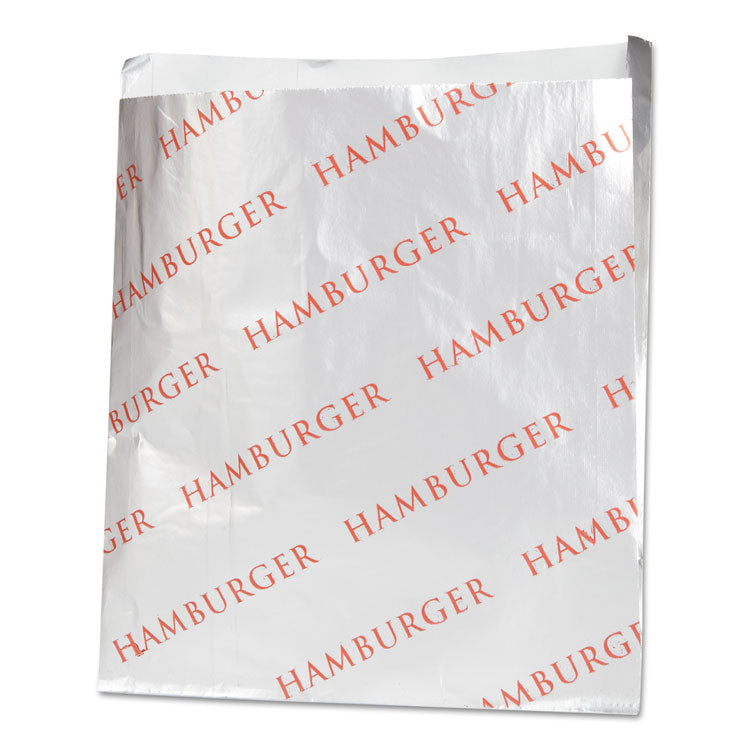 Foil Single-Serve Bags, 6" X 6.5", Silver, Hamburger Design, 1,000/carton 1