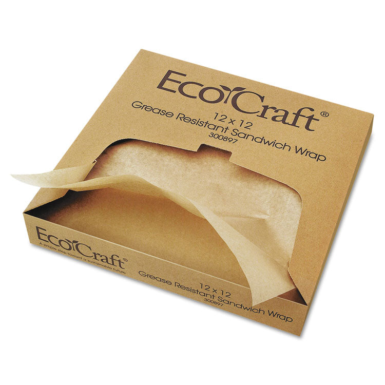 Ecocraft Grease-Resistant Paper Wraps And Liners, Natural, 12 X 12, 1,000/box, 5 Boxes/carton 1