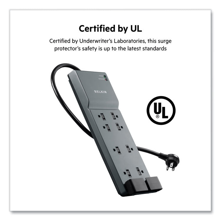 Home/Office Surge Protector, 8 AC Outlets, 6 ft Cord, 3,390 J, White 5