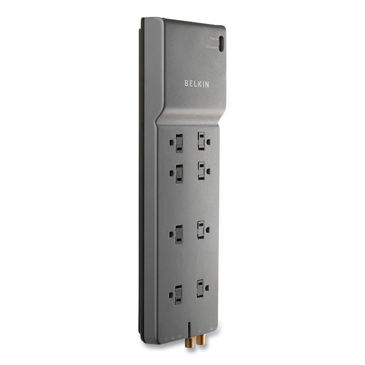 Home/Office Surge Protector, 8 AC Outlets, 12 ft Cord, 3,390 J, Dark Gray 2